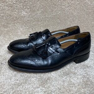 Johnston &‎ Murphy Black Leather Tassel Wingtip Loafer Dress Shoes Men 9.5 D B